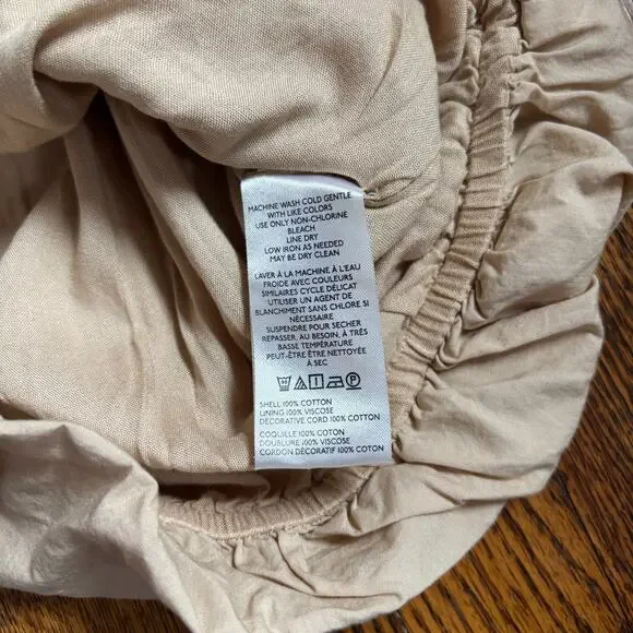 Anthropologie Neutral Tan Cotton Balloon Sleeve Cord Appliqué Boho Top NWT S - Picture 5 of 7